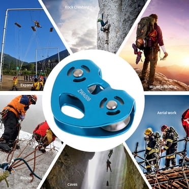 Zip Line Cable Pulley Mountaineering Double Speed Rope Aluminum Alloy Pulleys Rescue Outdoor Accessories Extreme Sports Supplies Blue
