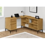Monarch Specialties Computer Desk, Home Office, Corner, Storage Drawers, 60"l, L Shape, Work, Laptop, Metal, Laminate, Brown, Black, Contemporary, Modern