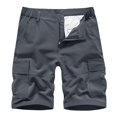 thumbnail image 2 of SDNall Men Casual Solid Zipper Button Pockets Elastic Waist Cropped Cargo Shorts, 2 of 9
