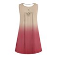 thumbnail image 4 of Dvkptbk Robe d'Été Décontractée pour Femme 2024 à Col Rond, Manches Courtes, à Blocs de Couleur, Robe de Plage Boutonnée, Ourlet Évasé, Fluide, Plissée, T-Shirt, Midi, Courte, 4 of 4