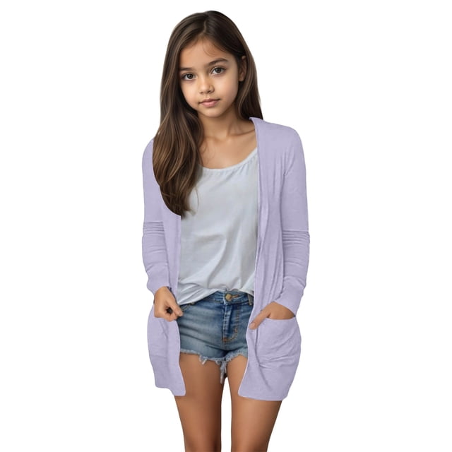 Cardigan Décontracté pour Petites Filles Violet Taille 5-6T