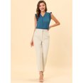 thumbnail image 3 of INSPIRE CHIC Blouse de Travail Sans Manches à Volants pour Femme, Col en V, Haut, m Bleu Paon, 3 of 5