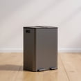 thumbnail image 4 of LEDREM Dual Compartment Step Trash Can, 2 x 8-Gallon Soft-Close Lid Garbage Bin with Pedal, Inner Buckets and Liners Included, Stainless Steel,Slate Grey, 4 of 6