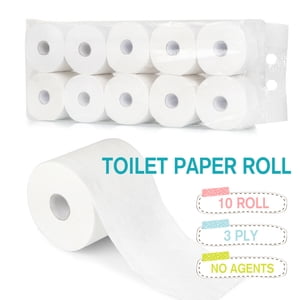 10 Rolls 3 Ply Toilet Paper Core Paper Roll Roll Paper Towels Bath Tissue Bathroom White Paper Roll