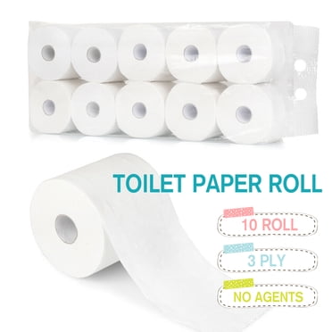 10 Rouleaux Papier Hygiénique 3 Épaisseurs Rouleau de Noyau de Papier Rouleau Essuie-Tout Papier de Bain Salle de Bain Rouleau de Papier Blanc