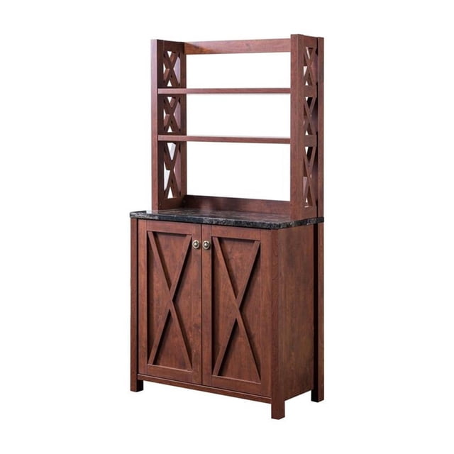 Bowery Hill Armoire de Cuisine de Style Ferme en Bois à Multiples Rangements, Noyer