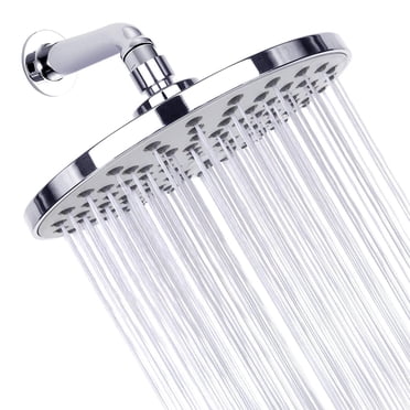 High Pressure Shower Head 8 Inch Rain Showerhead G1/2 Adjustable Bathroom Shower Head Spray Showerhead Polished Chrome Bath Rain Round Shower Head Replacement