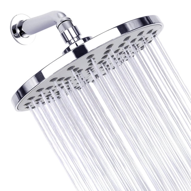 Pommeau de Douche Haute Pression 8 Pouces Pommeau de Douche Pluie G1/2 Réglable Pommeau de Douche pour Salle de Bain Jet Pommeau de Douche Chrome Poli Bain Pluie Pommeau de Douche Rond Remplacement