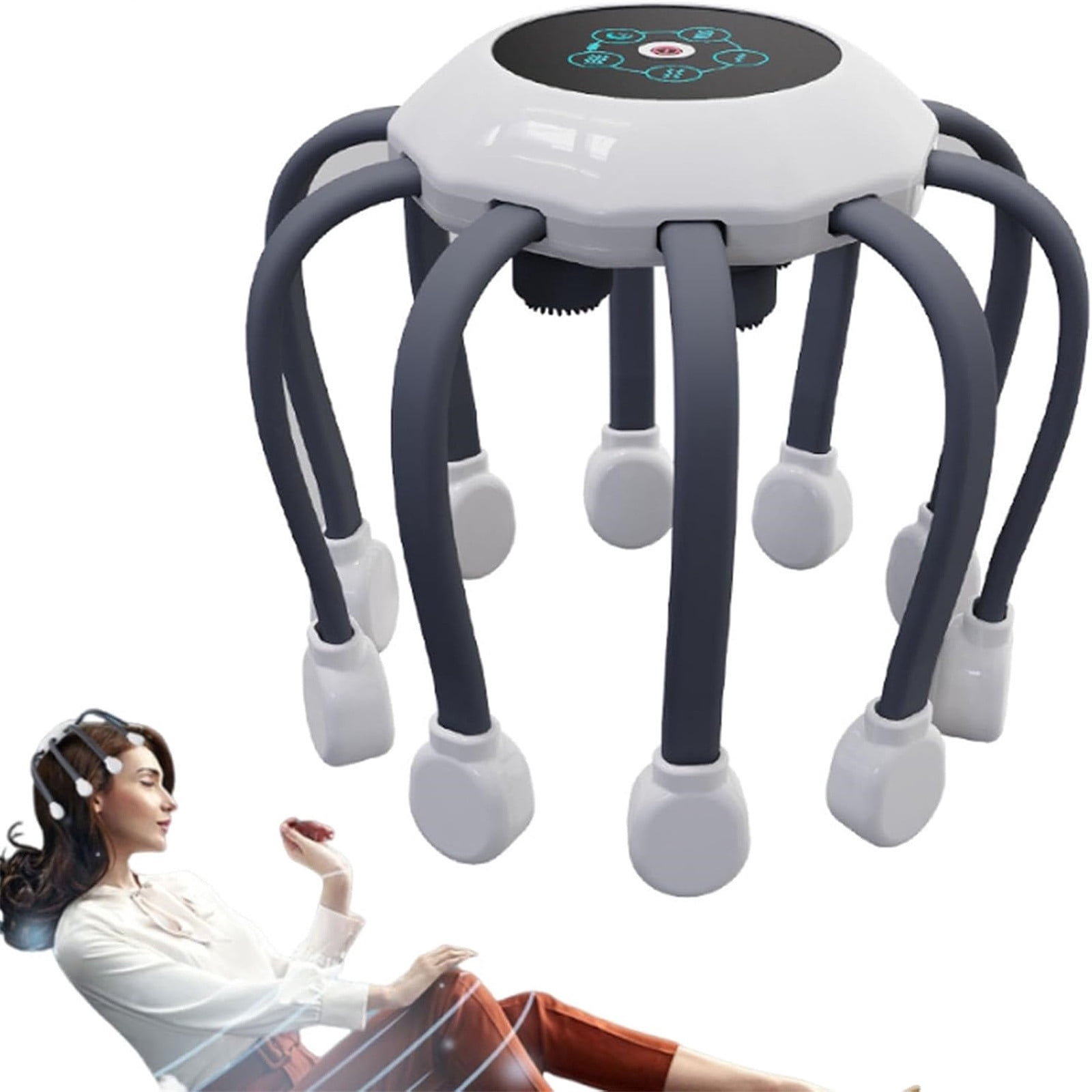 WIFKLSIIPG Head Massager Scalp Head Massager Scalp Stress Relax Scalp Massager with 14 Vibrating Points 5 Modes and Smart Timing Scalp Pressure Headaches