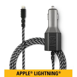 Cat Accessoires mobiles 4.8amp Chargeur de voiture avec double USB Port et 6ft Cord Lightning certifié Apple Nylon tressé