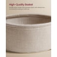 thumbnail image 4 of VASAGLE Small Round Side End Table, Modern Nightstand with Fabric Basket, Matte White and Camel Brown, 4 of 5