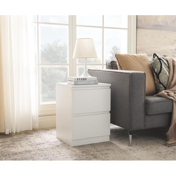 HOMETRENDS 2 Drawer Nightstand for Adult, Child, Teen, White Finished