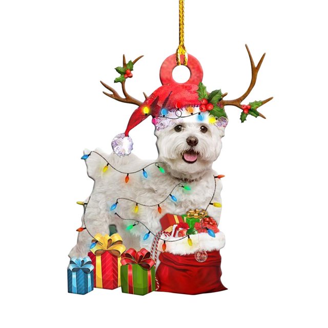 Christmas Dog Decorations Pendant Hanging Ornament Gift Party For Tree Unique Design Multicolor Pendants 6Pcs