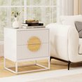 thumbnail image 2 of Costway 2 PCS Fluted Nightstand with 2 Drawers with Pine Wood Handles & Metal Frame White, 2 of 10