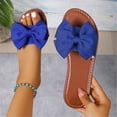 thumbnail image 2 of FRSASU Women's Bow Knot Slides Open Toe Flat Sandals Summer Beach Soft Slip On Slippers Blue, 2 of 5