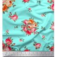 thumbnail image 1 of Soimoi Rayon Fabric Leaves & Rose Flower Printed Fabric 1 Yard 42 Inch Wide, 1 of 3