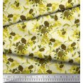 thumbnail image 2 of Soimoi Tissu Crêpe polyester Imprimé Feuilles & Roses au Mètre 52 Pouces de Large, 2 of 3