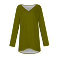 thumbnail image 4 of KIHOUT Spring Winter Womens Tops Solid Color T-shirt Long Sleeves Blouse V-Neck Casual Mid-Length Blouse Tops, 4 of 5