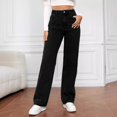 thumbnail image 2 of 2025 Women Solid Loose Size Denim Button Pant Pocket Washed 18 Tall Womens Polished Waist Ripped Jeans Control Too Pants, 2 of 6