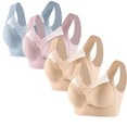 thumbnail image 1 of Timegard 4pc Bras for Women Wireless Comfy Breathable Full Coverage High Support Back Smoothing Everyday Bra, 1 of 5