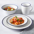 thumbnail image 3 of Martha Stewart Cliffield 16 Piece Dinnerware Set, Blue Rim, White, Fine Ceramic, 3 of 7