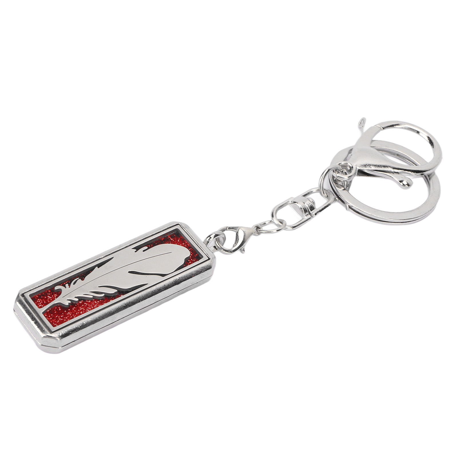 Acier Inoxydable Rectangulaire Feuille Creuse Pendentif Clé Aromathérapie Diffuseur d'Huile Essentielle Porte-Clés