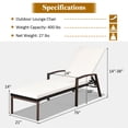 thumbnail image 2 of Costway 2PCS Patio Rattan Lounge Chair Chaise Recliner Back Adjustable Cushioned Garden, 2 of 10