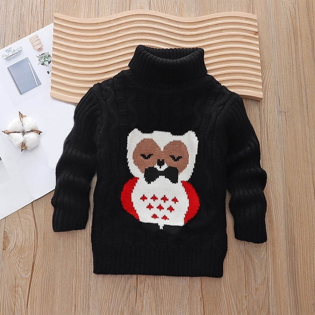 RXIRUCGD Chandail Ample pour Enfants 1-12 Ans avec Col, Manches Longues, Col Rond, Haut/chemise ( Noir, Taille : 1-2 Ans )