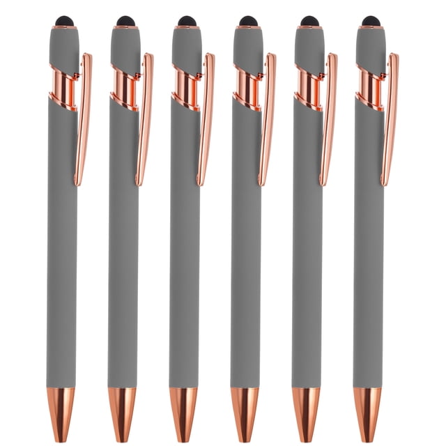 Unique Bargains Stylus Ballpoint Pens with Stylus Tip, Medium Point, 1.0mm, Black Ink, 6 Pack
