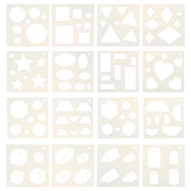 Miangastore Ensemble de 16 Pcs de Ressources d'Apprentissage de Gabarits de Formes Primaires Aide au Traçage Géométrique