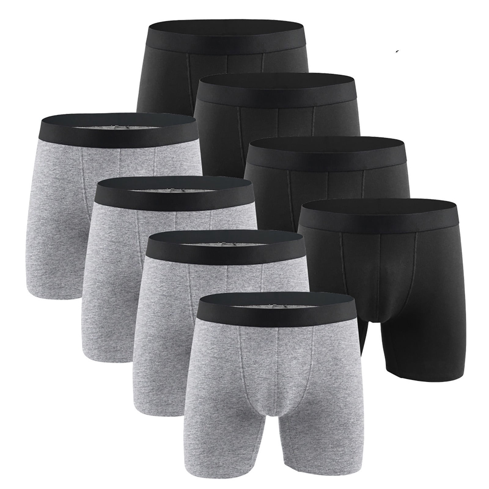 Qulqfy Men's Boxers Briefs 8 Pack Performance Stretch Cotton Boxer Briefs Long Leg Breathable Men's Underwear Briefs M