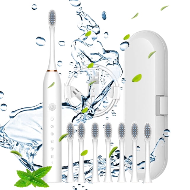 LSLJS Electric Toothbrush, Electric Toothbrush with 8 Brush Heads,With Toothbrush Box, 6 Cleaning Modes, Water Proofing IPX7 Water Proofing Electric Toothbrush,-Newly, Electric Toothbrush