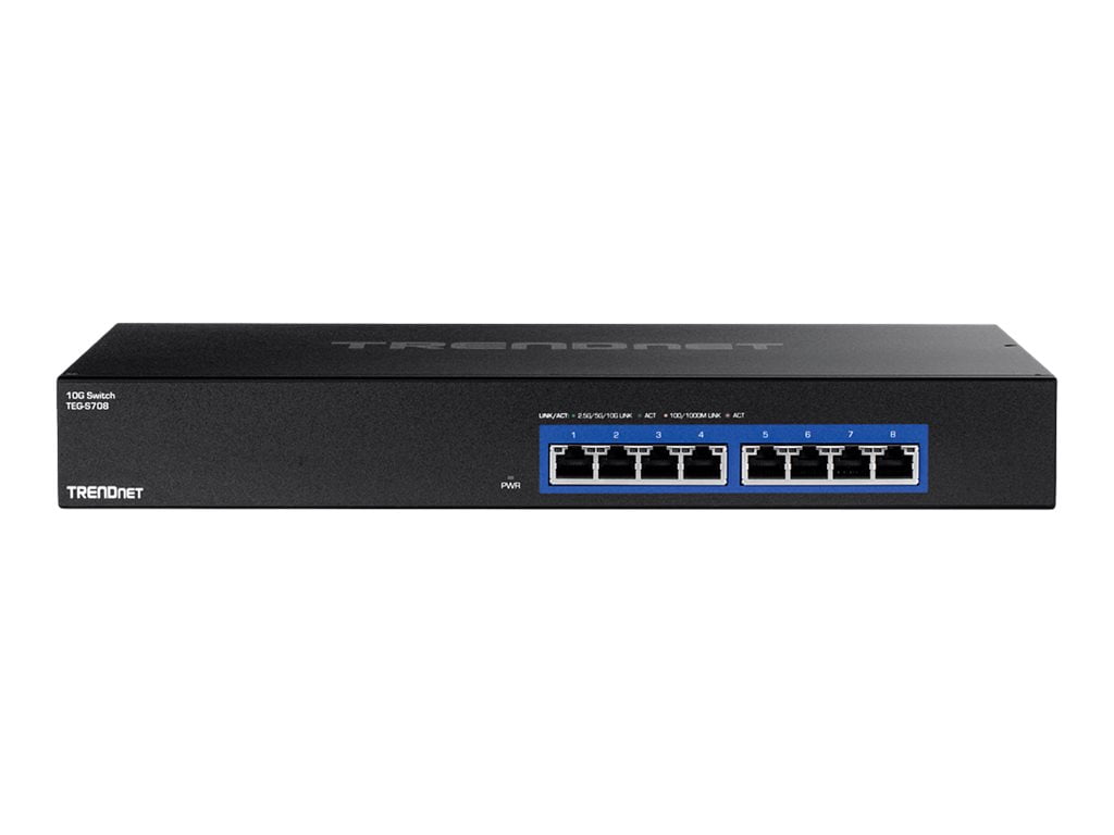 TRENDnet TEG S708 - Switch - 8 x 100/1000/2.5G/5G/10GBase-T - de Bureau, Montable sur Rack - Conforme TAA