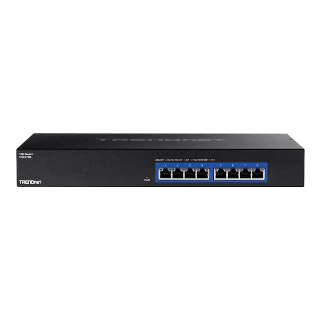 TRENDnet TEG S708 - Switch - 8 x 100/1000/2.5G/5G/10GBase-T - de Bureau, Montable sur Rack - Conforme TAA