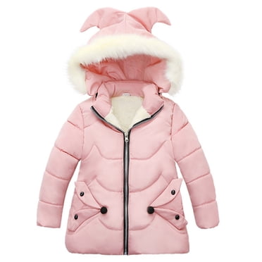GDREDA Tout-Petits Enfants Bébés Filles Combinaison d'Hiver Chaude Veste Vêtements d'Extérieur Fermeture Éclair Épais Capuchon Amovible Tenue de Neige Manteau Vêtement d'Extérieur (Rose,1-2 Ans)