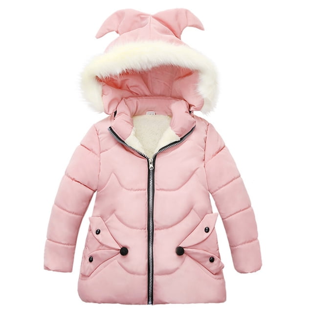 MIASHUI Warm Winter Girls Coat Jacket for Toddlers Thick Snowsuit with Removable Hood for Cold Weather Outwear Stylish and Comfortable Winter Wear Pink,2-3 Years