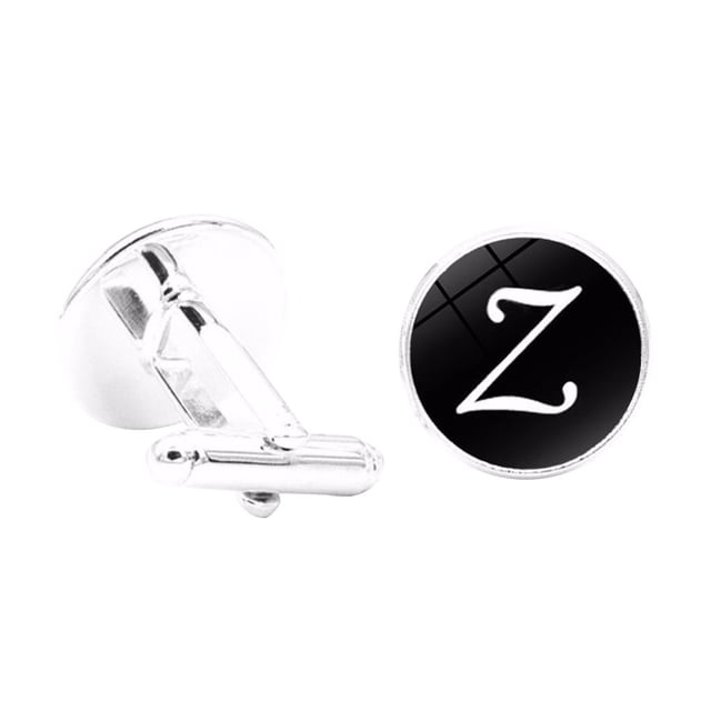 pitrice 1 Pair Men's Letter Cufflink Wedding Formal Initial Alphabet Stainless Steel Cufflink, Letter Z