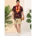 thumbnail image 3 of Unique Bargains Men's Geometric Short Sleeve Shirt Burgundy Yellow 3X-Large, 3 of 6