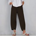 thumbnail image 2 of Timegard Plus Size Pants for Women Elastic Waist Solid Color Comfy Fall Casual Crop Pants with Pockets, 2 of 5