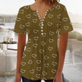 thumbnail image 2 of Blouses pour Femmes Haut Imprimé à Col en V Boutonné à Manches Courtes pour Femmes, 2 of 9