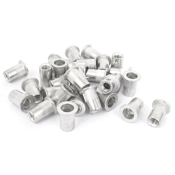 Unique Bargains 30pcs M6x1mm Flat Head Blind Rivet Nut Insert Nutserts Fastener 15mm Long