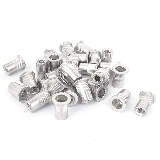 Unique Bargains 30pcs M6x1mm Flat Head Blind Rivet Nut Insert Nutserts Fastener 15mm Long