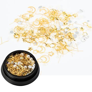 EGNMCR Ensemble de Bijoux Étoile et Forme Cuivre Paillettes Rondes Strass pour Ongles art des Ongles