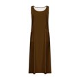 thumbnail image 5 of EQWLJWE Économies d'Été! Robes d'Été pour Femmes 2024 Décontractées Tendance, Robes pour Femmes Grande Taille en Liquidation Évasées, Robe Longue Sans Manches en Coton et Lin à Col Rond de Couleur Unie avec Poche, 5 of 5