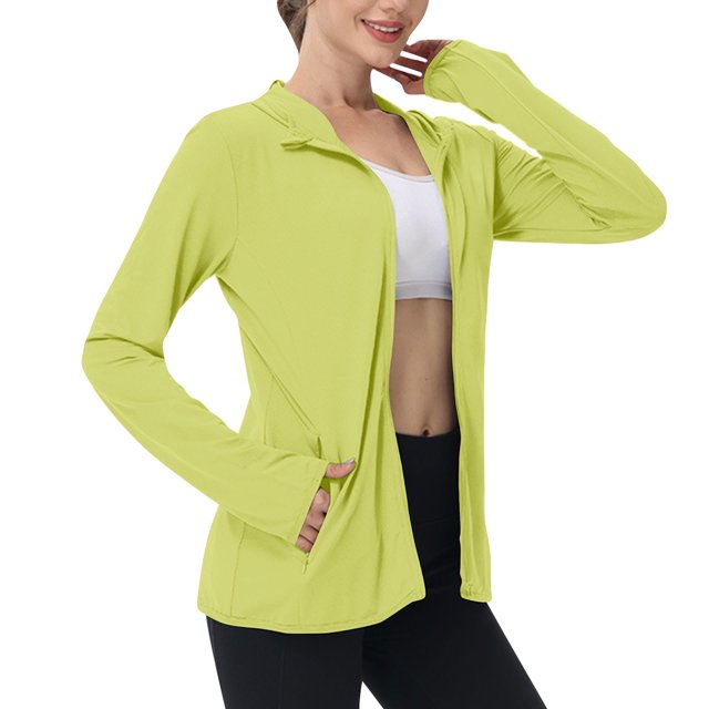 SHTXOZHI Veste Athlétique Légère pour Femmes Protection Solaire Fermeture Éclair Complète Manches Longues Chandails à Capuchon Randonnée Plein Air