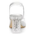 thumbnail image 2 of BLISSFUL STEP Women's Shoes Clear Slingback Rhinestone Peep Toe Block Heel Sandals Silver 7, 2 of 7
