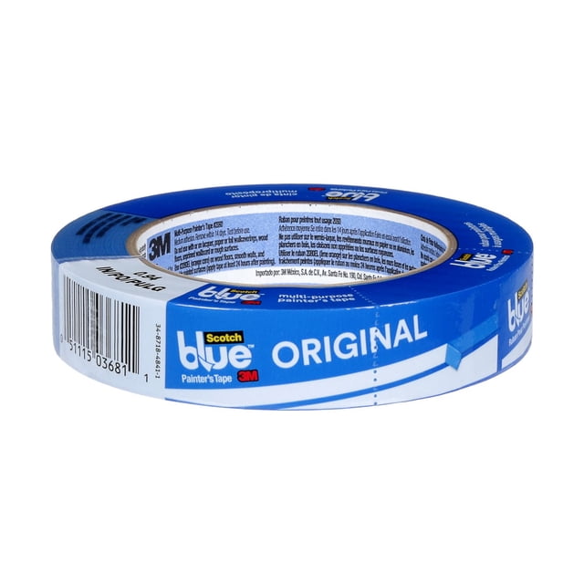ScotchBlue™ Original Rouleau Painter's Tape Multi-Surfaces Bleu avec logo de 3 m, Conçu pour Protéger les surfaces en Bois, Murs Peints, Carreaux et Verre avec un Retrait Propre jusqu'à 14 Jours et une Résistance à la Peinture Qui Traverse le Fond.