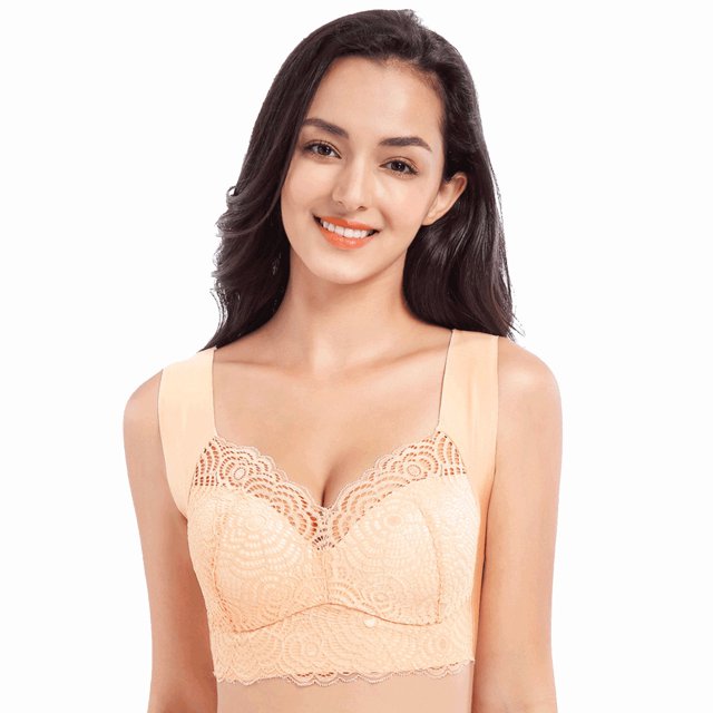 RKSTN Women's Plus Size Bra Unadjustable Sports Extra-Elastic Breathable Lace Trim Bra