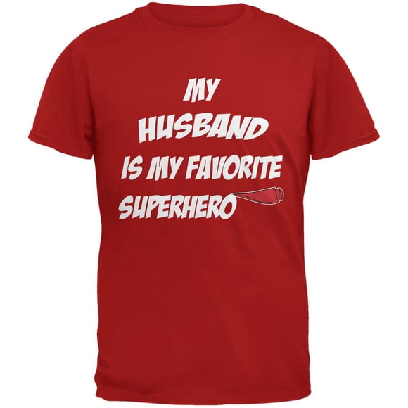 Husband is My Superhero Red Adult T-Shirt