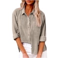 thumbnail image 1 of Timegard Chemises à Manches Longues pour Femmes Grande Taille en Coton et Lin Hauts Légers Automne Décontracté Blouse Ample, 1 of 8